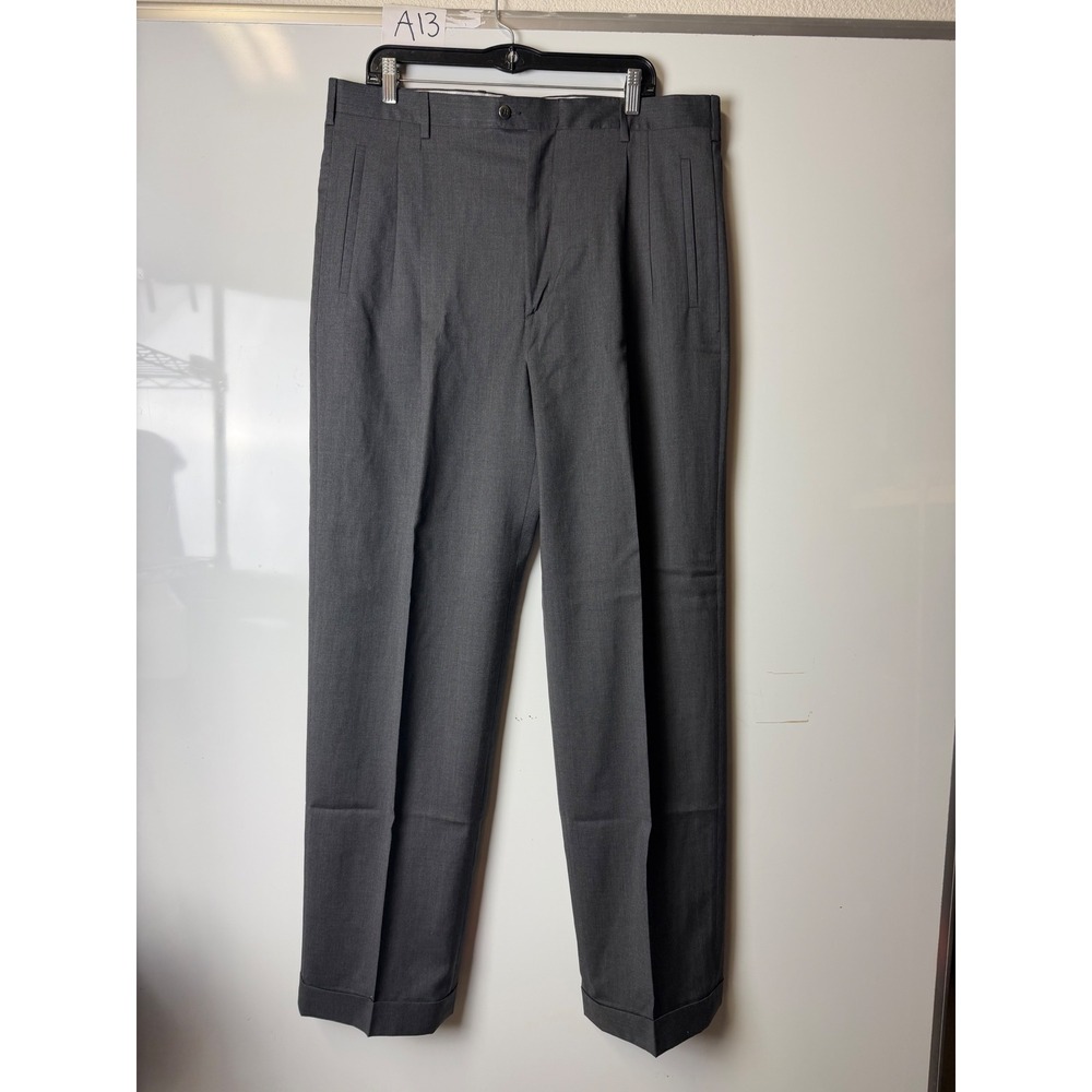 Zanella Brad/T Gray Wool Pleated Cuffed Dress Pants Made in Italy 38x34